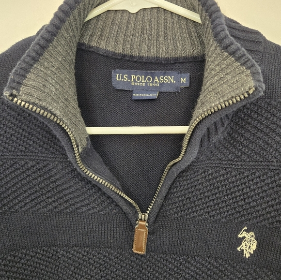 US Polo Ass. Men’s Mock Neck 1/4 Zipper Pullover Sweatshirt 100% Cotton - Picture 2 of 10